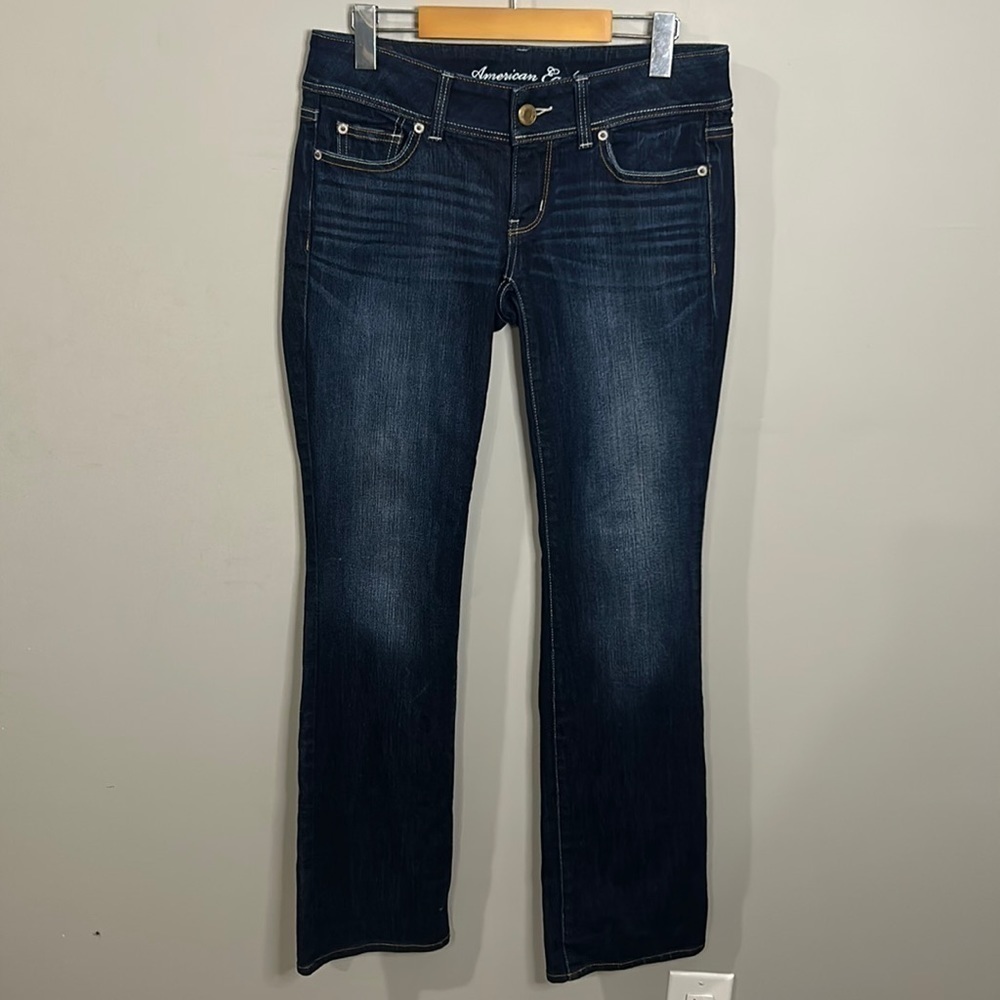 American Eagle Slim Boot Cut Blue Jean Feathering Low Rise Size 4 Regular L32